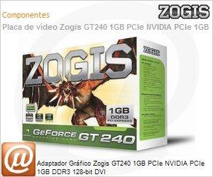 GT240-1GB-PCIe - Adaptador Grfico Zogis GT240 1GB PCIe NVIDIA PCIe 1GB DDR3 128-bit DVI