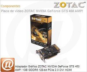 ZT-40502-10L - Adaptador Grfico ZOTAC NVIDIA GeForce GTS 450 AMP! 1GB GDDR5 128-bit PCIe 2.0 DVI HDMI DisplayPort SLI