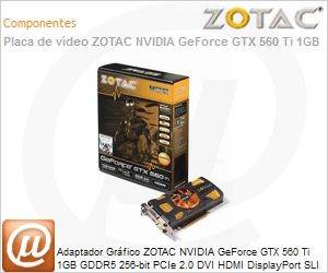 ZT-50301-10M - Adaptador Grfico ZOTAC NVIDIA GeForce GTX 560 Ti 1GB GDDR5 256-bit PCIe 2.0 DVI HDMI DisplayPort SLI