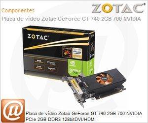 ZT-71006-10L - Placa de vdeo Zotac GeForce GT 740 2GB 700 NVIDIA PCIe 2GB DDR3 128bitDVI/HDMI