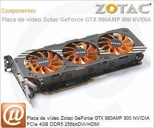 ZT-90204-10P - Placa de vdeo Zotac GeForce GTX 980AMP 900 NVIDIA PCIe 4GB DDR5 256bitDVI/HDMI