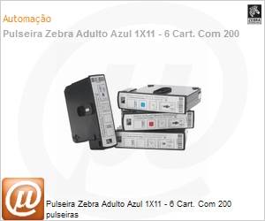 10006995-2K - Pulseira Zebra Adulto Azul 1X11 - 6 Cart. Com 200 pulseiras