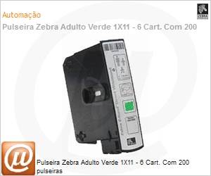 10006995-3K - Pulseira Zebra Adulto Verde 1X11 - 6 Cart. Com 200 pulseiras