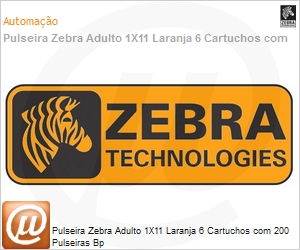 10006995-6K - Pulseira Zebra Adulto 1X11 Laranja 6 Cartuchos com 200 Pulseiras Bp