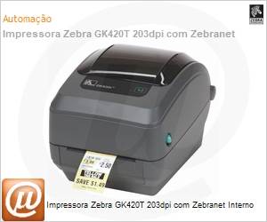 GK42-1022A0-000 - Impressora Zebra GK420T 203dpi com Zebranet Interno