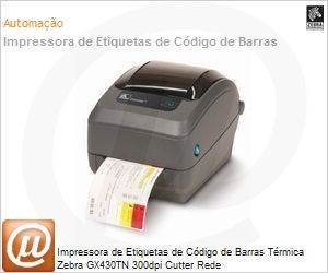 GX43-1024A2-000 - Impressora de Etiquetas de Cdigo de Barras Trmica Zebra GX430TN 300dpi Cutter Rede