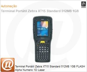 OB131100100B1102 - Terminal Porttil ZebraXT15 Standard 512MB 1GB FLASH Alpha Numeric 1D Laser