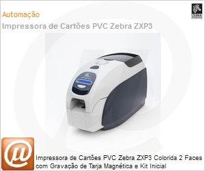 Z32-0M00I200BR00 - Impressora de Cartes PVC Zebra ZXP3 Colorida 2 Faces com Gravao de Tarja Magntica e Kit Inicial