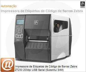 ZT23042-T0A000FZ - Impressora de Etiquetas de Cdigos de Barras Zebra ZT230 TT 203dpi 4Pol USB Serial