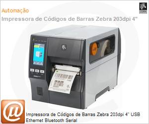 ZT41142-T0A0000Z - Impressora de Etiquetas de Cdigos de Barras Zebra ZT411 203dpi 4" USB Ethernet Bluetooth Serial 