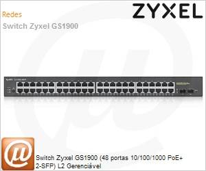GS1900-48HP-EU0101F - Switch Zyxel GS1900 (48 portas 10/100/1000 PoE+ 2-SFP) L2 Gerencivel