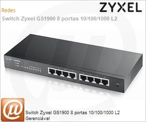 GS1900-8-EU0101F - Switch Zyxel GS1900 8 portas 10/100/1000 L2 Gerencivel