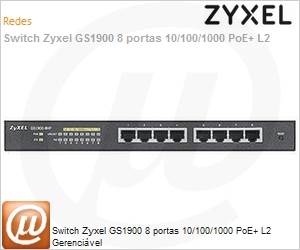GS1900-8HP-EU0102F - Switch Zyxel GS1900 8 portas 10/100/1000 PoE+ L2 Gerencivel