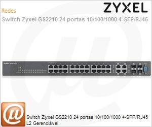 GS2210-24-EU0101F - Switch Zyxel GS2210 24 portas 10/100/1000 4-SFP/RJ45 L2 Gerencivel