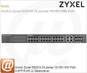GS2210-24HP-EU0101F - Switch Zyxel GS2210 24 portas 10/100/1000 PoE+ 4-SFP/RJ45 L2 Gerencivel
