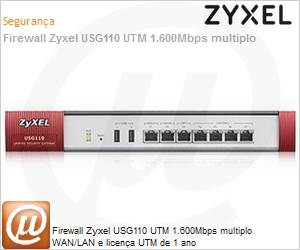 USG110-EU0102F - Firewall Zyxel USG110 UTM 1.600Mbps multiplo WAN/LAN e licena UTM de 1 ano