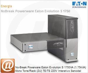 68459 - No-Break Powerware Eaton Evolution S 1750VA (1.75kVA) Mono Torre/Rack (2U) TE/TS 220V Interativo Senoidal Puro Bat. Internas Gar. 02 Anos.