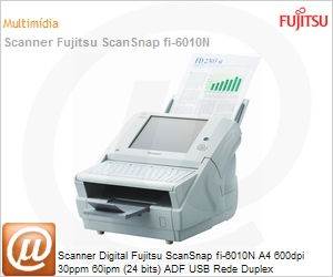 FI-6010N - Scanner Digital Fujitsu ScanSnap fi-6010N A4 600dpi 30ppm 60ipm (24 bits) ADF USB Rede Duplex