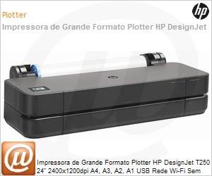 5HB06A - Plotter HP DesignJet T250 24" 2400x1200dpi A4, A3, A2, A1 USB Rede Wi-Fi Sem Rolo Sem Pedestal Ideal para AEC, GIS e MCAD