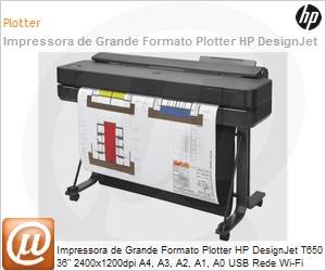 HP - 5HB10A - Plotter HP DesignJet T650 36 2400x1200dpi A4, A3, A2, A1, A0  USB Rede Wi-Fi Pedestal Rolo Ideal para AEC, GIS e MCAD - MicroSafe