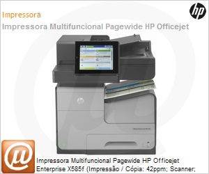 B5L05A - Impressora Multifuncional Pagewide HP Officejet Enterprise X585f (Impresso / Cpia: 42ppm; Scanner; Fax) 2400x1200dpi 1.8GB Rede Duplex ePrint AirPrint HD 320GB 80.000 pg/ms