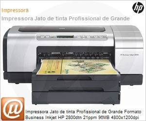 C8164A - Impressora Jato de tinta Profissional de Grande Formato Business Inkjet HP 2800dtn 21ppm 96MB 4800x1200dpi A3 Duplex Rede Bandeja