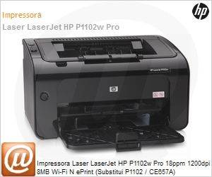 CE658A - Impressora Laser LaserJet HP P1102w Pro 18ppm 1200dpi 8MB Wi-Fi N ePrint (Substitui P1102 / CE657A)