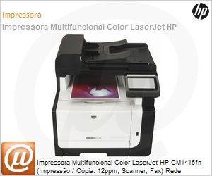 CE861A - Impressora Multifuncional Color LaserJet HP CM1415fn (Impresso / Cpia: 12ppm; Scanner; Fax) Rede (Substitui CM1312 / CC430A)