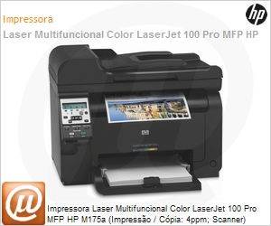 CE865A - Impressora Laser Multifuncional Color LaserJet 100 Pro MFP HP M175a (Impresso / Cpia: 4ppm; Scanner)