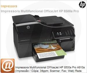 CM755A - Impressora Multifuncional OfficeJet HP 8500a Pro A910a (Impresso / Cpia: 34ppm; Scanner; Fax; Web) Rede Duplex Wi-Fi LCD 2.3"