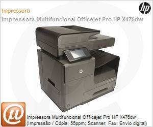 CN461A - Impressora Multifuncional Officejet Pro HP X476dw (Impresso / Cpia: 55ppm; Scanner; Fax; Envio digital) 2400x1200dpi 768MB ePrint Rede Duplex Wi-Fi N 50.000 pg/ms