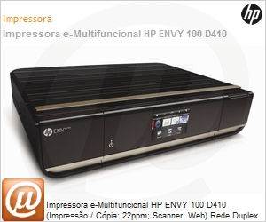 CN517A - Impressora e-Multifuncional HP ENVY 100 D410 (Impresso / Cpia: 22ppm; Scanner; Web) Rede Duplex Wi-Fi (Substitui Photosmart HP Premium / CD055A)