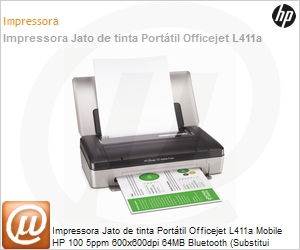 CN551A - Impressora Jato de tinta Porttil Officejet L411a Mobile HP 100 5ppm 600x600dpi 64MB Bluetooth (Substitui H470WBT / CB028A)