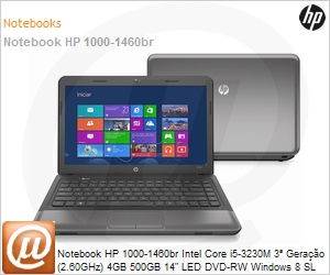 E2B67LA - Notebook HP 1000-1460br Intel Core i5-3230M 3 Gerao (2.60GHz) 4GB 500GB 14" LED DVD-RW Windows 8 SL 64 Wi-Fi N WebCam HDMI