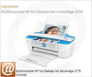 J9V88A - Impressora Multifuncional HP DeskJet Ink Advantage 3776 (Impresso: 5,5ppm; Cpia/Digitalizao: 3cpm) 4800x1200dpi 1.000 pginas USB Wi-Fi Painel LCD