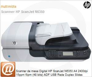 L2703A - Scanner de mesa Digital HP ScanJet N6350 A4 2400dpi 15ppm 6ipm (48 bits) ADF USB Rede Duplex Slides Negativos