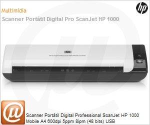 L2722A - Scanner Porttil Digital Professional ScanJet HP 1000 Mobile A4 600dpi 5ppm 8ipm (48 bits) USB