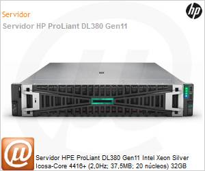 P74294-205 - Servidor HPE ProLiant DL380 Gen11 Intel Xeon Silver Icosa-Core 4416+ (2,0Hz; 37,5MB; 20 ncleos) 32GB 480GB SSD [x2] 