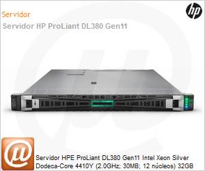 P74295-205 - Servidor HPE ProLiant DL380 Gen11 Intel Xeon Silver Dodeca-Core 4410Y (2.0GHz; 30MB; 12 ncleos) 32GB 4TB HD [x2] 