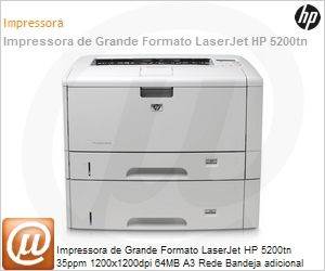 Q7545A - Impressora de Grande Formato LaserJet HP 5200tn 35ppm 1200x1200dpi 64MB A3 Rede Bandeja adicional (Substitui a 5100Tn)