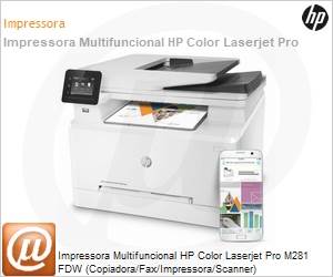 T6B82A - Impressora Multifuncional HP Color Laserjet Pro M281 FDW (Copiadora/Fax/Impressora/Scanner)
