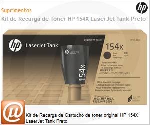 W1540X - Kit de Recarga de Cartucho de toner original HP 154X LaserJet Tank Preto