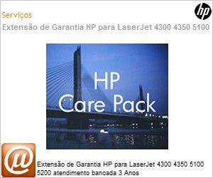 U3468E - Extenso de Garantia HP para LaserJet 4300 4350 5100 5200 atendimento bancada 3 Anos 