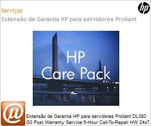 UF467PE - Extenso de Garantia HP para servidores Proliant DL380 G3 Post Warranty Service 6-Hour Call-To-Repair HW 24x7 1 Ano 