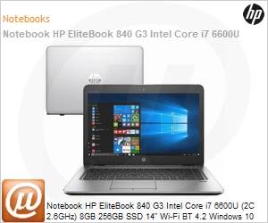 1AB02LA-AC4 - Notebook HP EliteBook 840 G3 Intel Core i7 6600U (2C 2.6GHz) 8GB 256GB SSD 14" Wi-Fi BT 4.2 Windows 10 Professional
