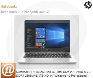 2B272LA - Notebook HP ProBook 440 G7 Intel Core i5-10210U 10 Gerao (1,6GHz 6MB 4 Ncleos) 8GB DDR4 2666MHZ 1TB HD 14" Windows 10 Pro 1 Ano Balco
