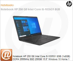 343K3LA - Notebook HP 250 G8 Intel Core i5-1035G1 8GB (1x8GB) DDR4 2666MHz 256GB SSD 15,6" Windows 10 Home 1 Ano Balco