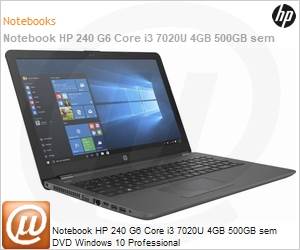 3XU36LA - Notebook HP 240 G6 Core i3 7020U 4GB 500GB sem DVD Windows 10 Professional