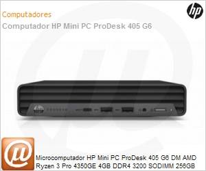 421F5LA - Desktop PC HP ProDesk 405 G6 Mini DM AMD Ryzen 3 Pro 4350GE 4GB DDR4-3200 SODIMM 256GB SSD M.2 Windows 10 Pro 64 Bits Wi-Fi 11ac + Bluetooth 1 Ano On-Site