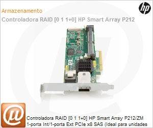 462828-B21 - Controladora RAID [0 1 1+0] HP Smart Array P212/ZM 1-porta Int/1-porta Ext PCIe x8 SAS (Ideal para unidades de fita)